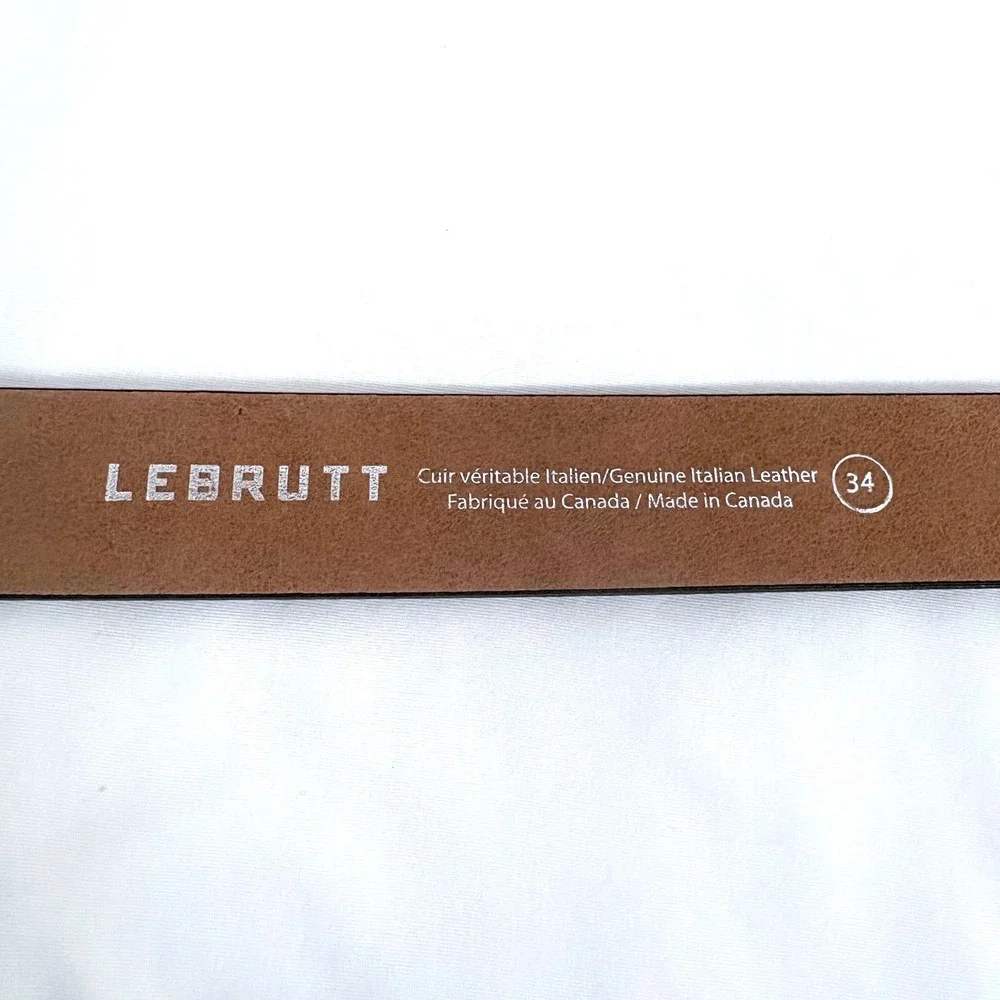 Lebrutt Belt Brown Genuine Italian Leather Made in Canada Size 34 Ombre‎ 1.5in